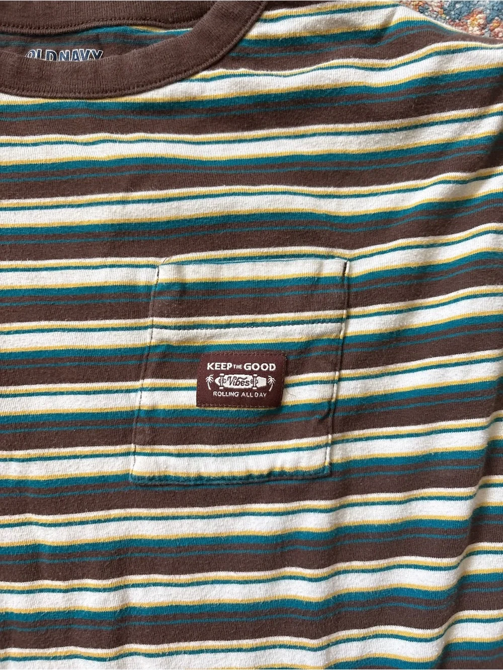 Boys Long-Sleeve Pocket Tee - Brown/Green/White